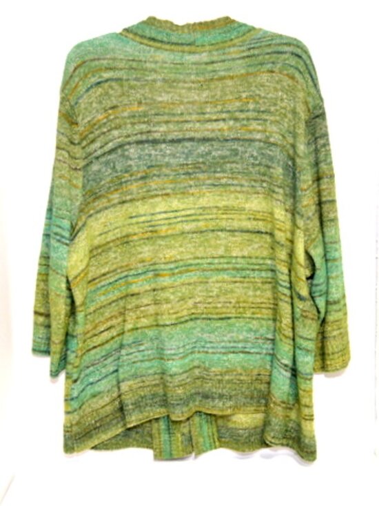 CJ Banks Women’s Green 3/4 Sleeve Deep V Neck Sweater - Picture 2 of 5